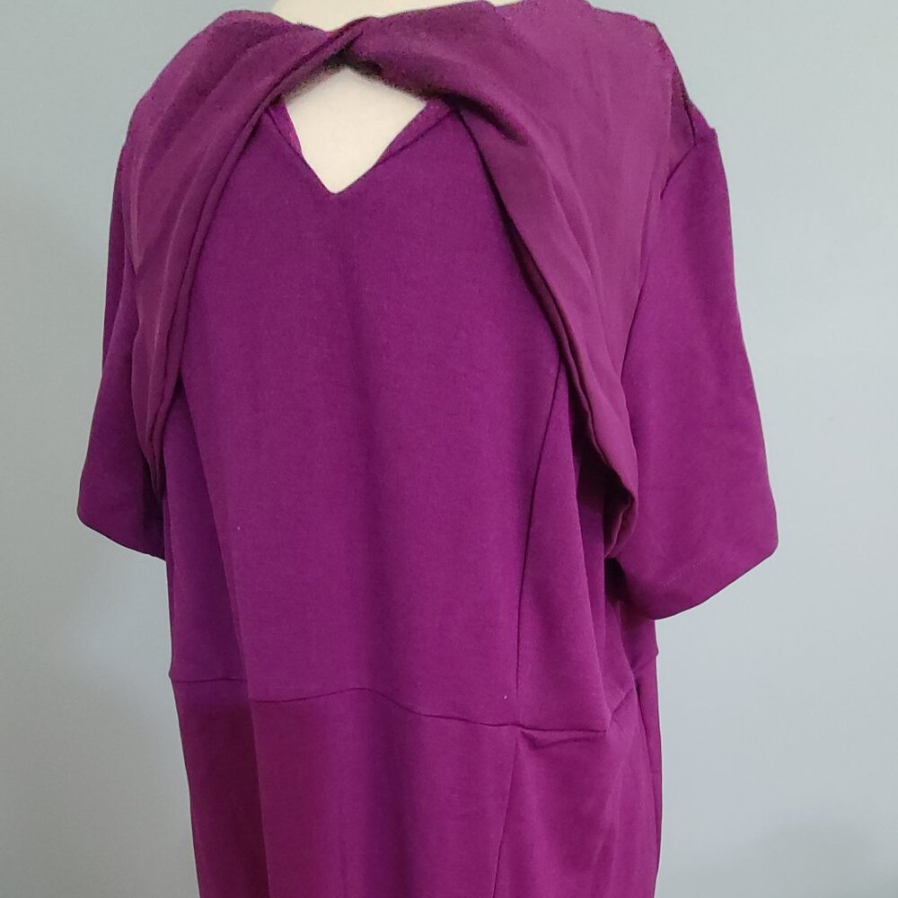 Classic Magenta Jersey Dress with Cropped Faux Chiffon Jacke Roamans 18W